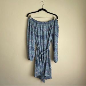 WAYF Blue Off The Shoulder Dress